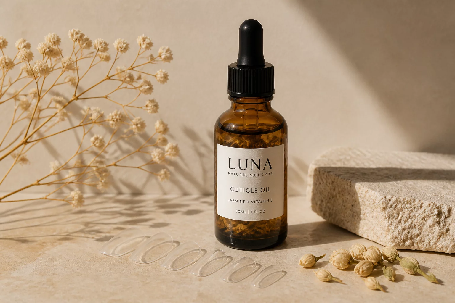 Curated manicure tools, conditioning cuticle oils, and nail accessories